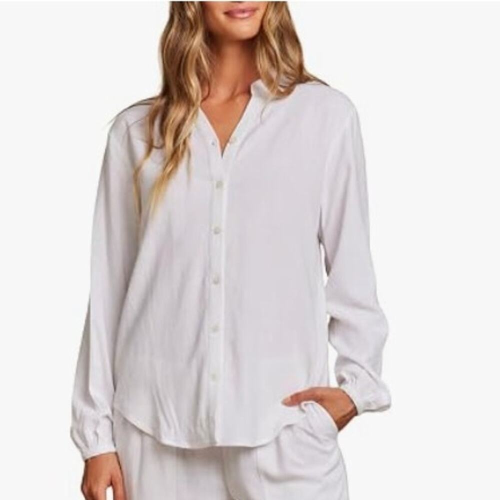Barefoot Dreams Linen Blend Blouse White Size XL